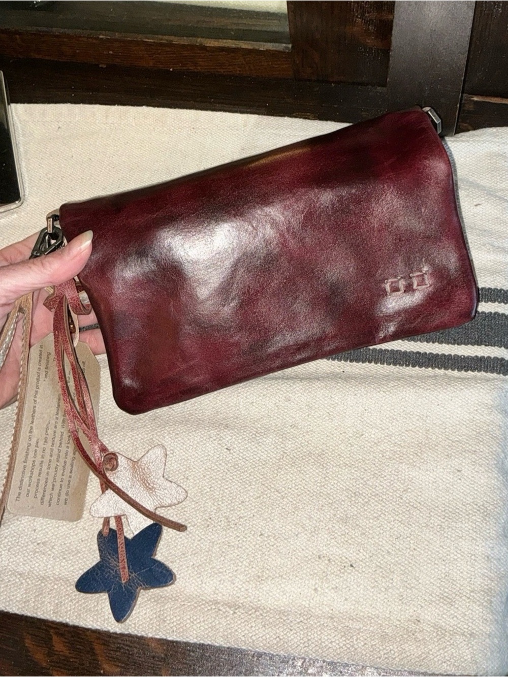 NWT Bed Stu Cadence Wallet Wristlet Crossbody Bag Red Americana Rustic MSRP $198 - Picture 11 of 15